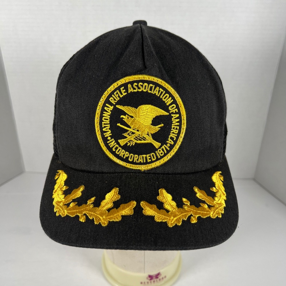 Vintage NRA National Rifle Association‎ Trucker Hat Black Gold Scrambled Eggs